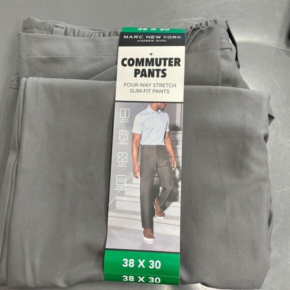 NEW Marc New York Andrew Marc Men's 38 X 30 Gray Commuter Tech Pants - Picture 2 of 9